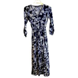 Fraiche Floral Maxi Dress Black White Roses Sz S
